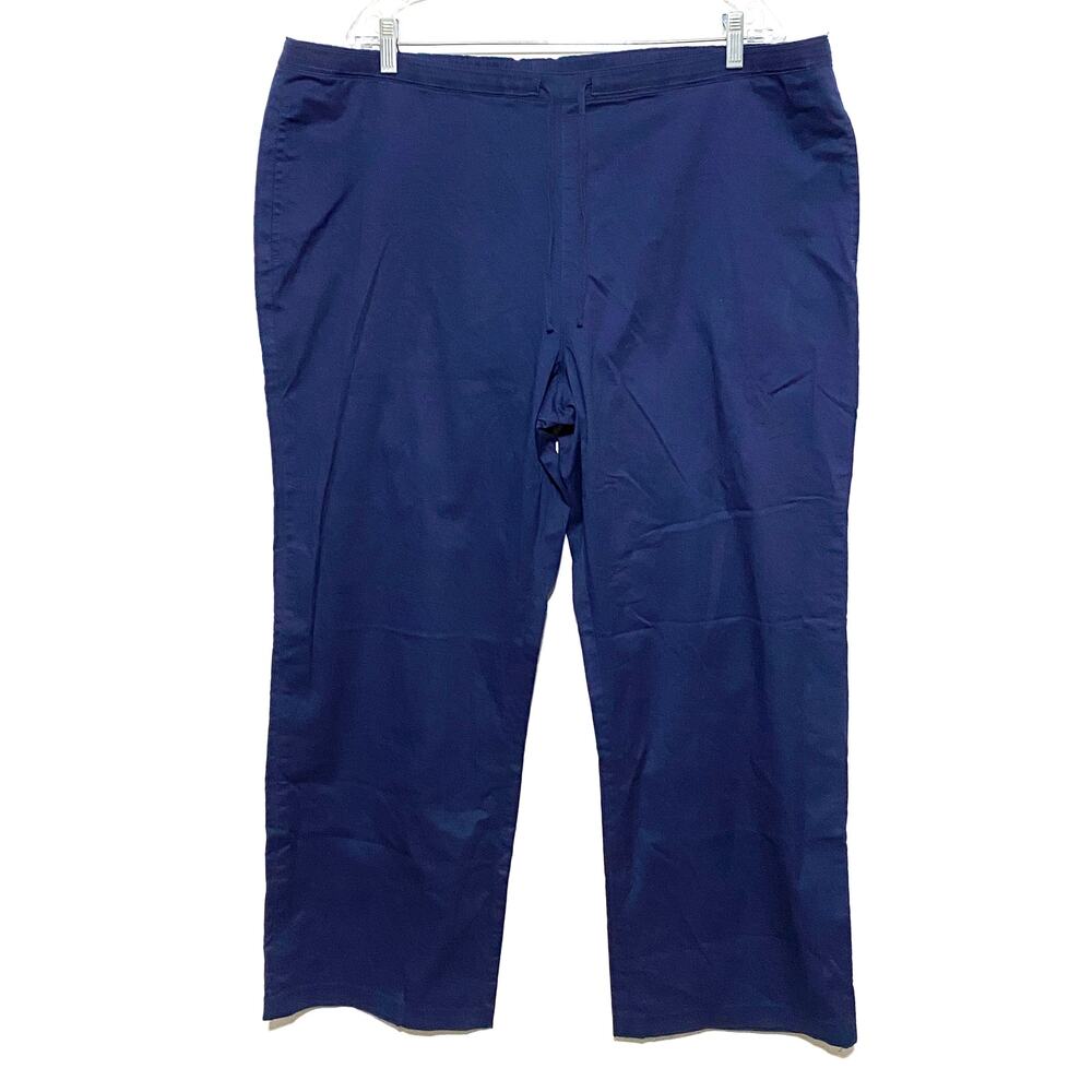 Coldwater Creek Navy Blue Pants Pull On Front Tie Pockets Womens Plus 1X 16W 18W - Picture 1 of 8